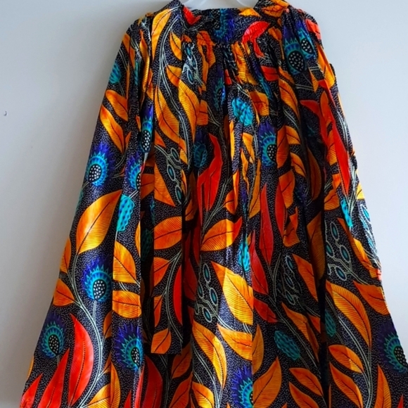 AFRICAN Print Autumn Leaf Maxi Skirt Elastic Waist - Picture 1 of 3